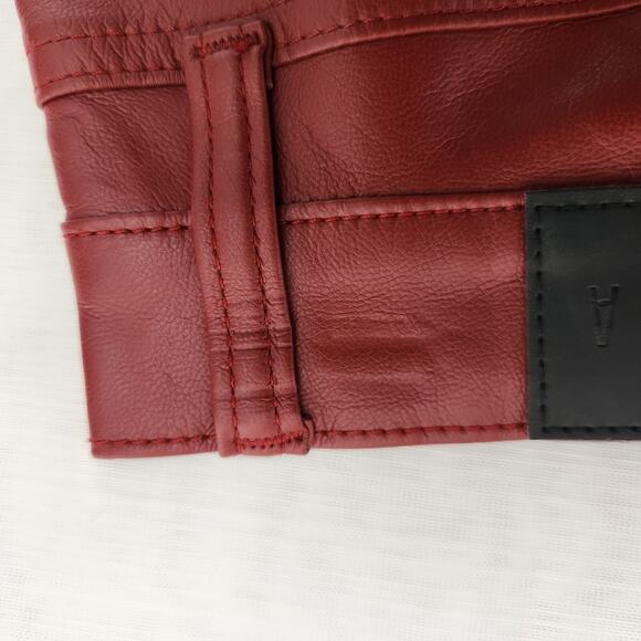 Pistola Pants Womens 26 Dark Red Vegan Leather Straight Crop Holiday Edgy Grunge - Picture 11 of 16